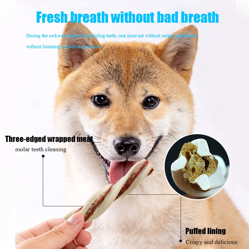 Grinding stick dog snacks pet bite-resistant tooth cleaning bone head bite Ji 300g Chai dog small and medium-sized pet halitosis - Image 4
