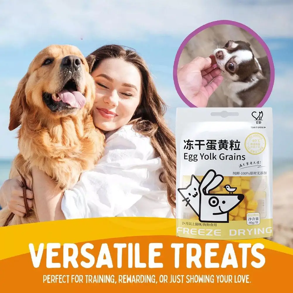 40g Freeze Dried Egg Yolk Granules Beautify Smoothing Cat Hair Cat Snacks Safe Freeze-dried Pet Food Healthy To Pets - Image 2