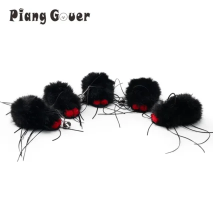 3pcs/5pcs Black Simulation Spider Cat Teaser Stick for Change Head Cat Toys Plush Pet Toy Supplies